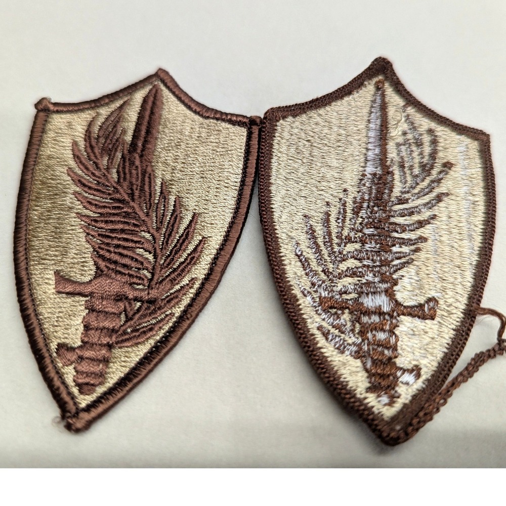 Lot of 2 New Central Command Patches Shoulder Sword Wing Shield Desert Subdued